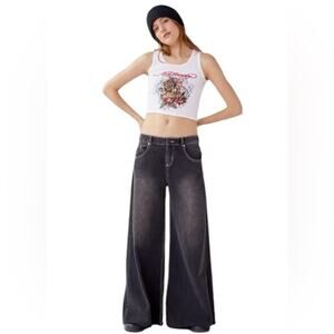 Urban Outfitters BDG Extreme Wide Jeans in Black Noir, size 28